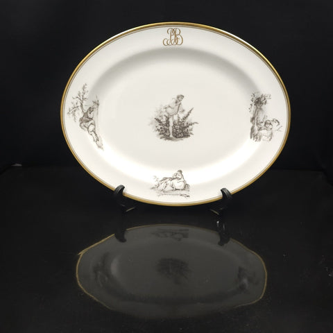Bernardaud, Plat De Service 33.5×27cm Collection Pastorale En Grisaille Limoges
