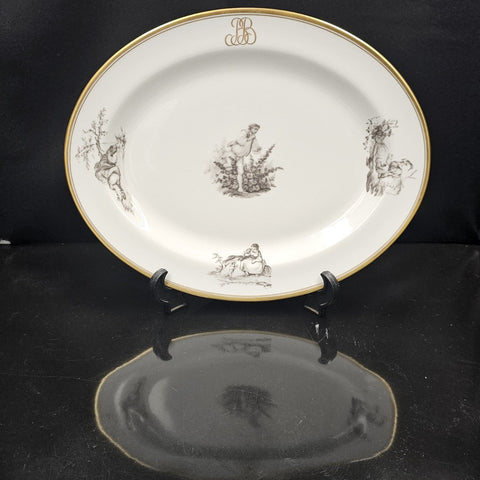 Bernardaud, Plat De Service 33.5×27cm Collection Pastorale En Grisaille Limoges