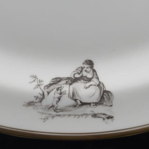 Bernardaud, Plat De Service 33.5×27cm Collection Pastorale En Grisaille Limoges