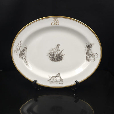 Bernardaud, Serving Platter 33.5×27cm Pastoral Collection in Grisaille Limoges