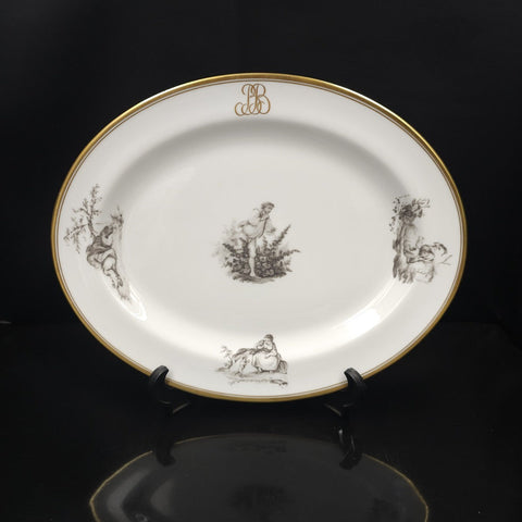 Bernardaud, Plat De Service 33.5×27cm Collection Pastorale En Grisaille Limoges