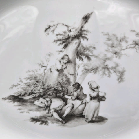 Bernardaud, Large Serving Platter 39×33cm, Pastorale Collection in Grisaille Limoges