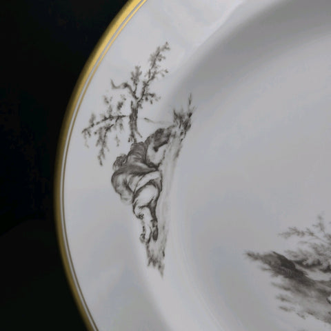 Bernardaud, Large Serving Platter 39×33cm, Pastorale Collection in Grisaille Limoges