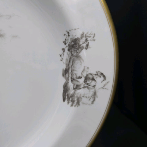 Bernardaud, Large Serving Platter 39×33cm, Pastorale Collection in Grisaille Limoges