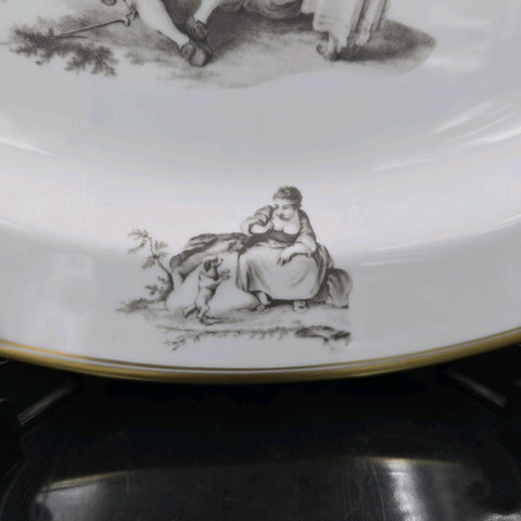 Bernardaud, Large Serving Platter 39×33cm, Pastorale Collection in Grisaille Limoges