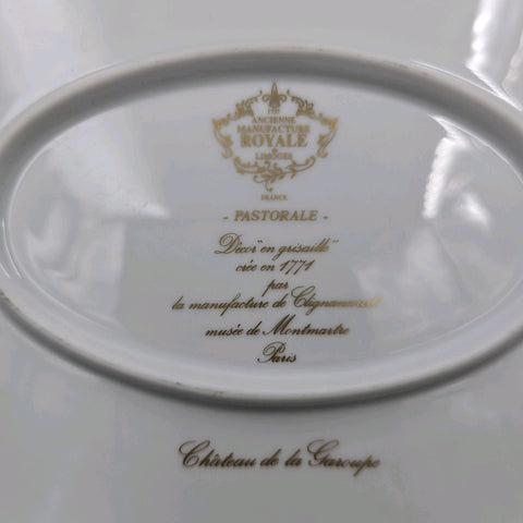 Bernardaud, Large Serving Platter 39×33cm, Pastorale Collection in Grisaille Limoges