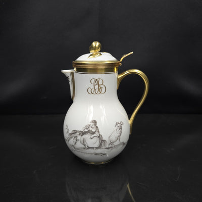 Bernardaud, Milk Jug, Pastoral Collection in Grisaille Limoges