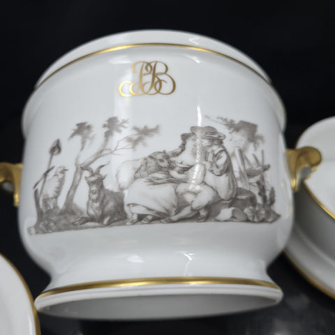 Bernardaud, Rare Cooler Collection: Pastorale En Grisaille, Limoges