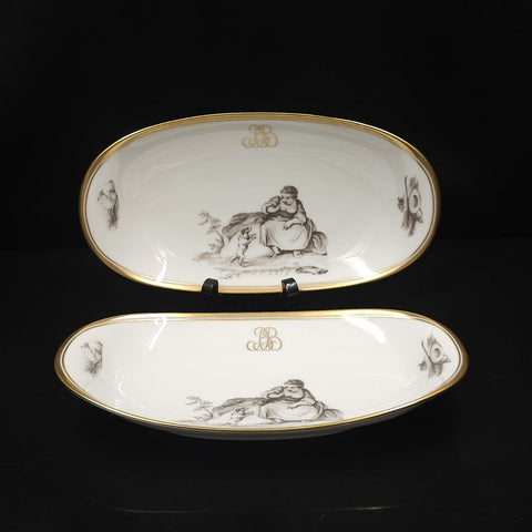 Bernardaud, Deux Raviers, Collection Pastorale En Grisaille Limoges