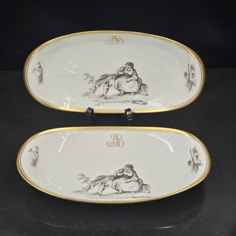 Bernardaud, Deux Raviers, Collection Pastorale En Grisaille Limoges