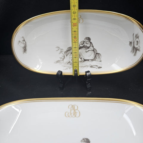 Bernardaud, Deux Raviers, Collection Pastorale En Grisaille Limoges