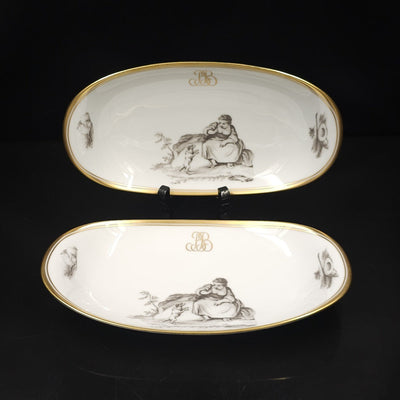 Bernardaud, Two Dishes, Pastoral Collection in Grisaille Limoges