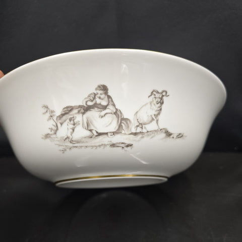Bernardaud, Pastoral Collection Salad Bowl in Grisaille Limoges