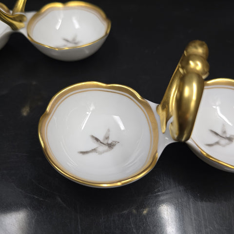 Bernardaud, Two Small Salt Cellars, Pastoral Collection in Grisaille Limoges