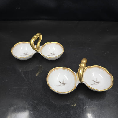Bernardaud, Two Small Salt Cellars, Pastoral Collection in Grisaille Limoges