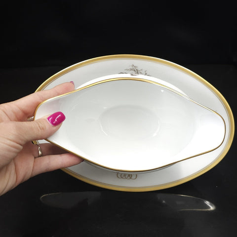 Bernardaud, Sauceboat, Pastoral Collection in Grisaille Limoges