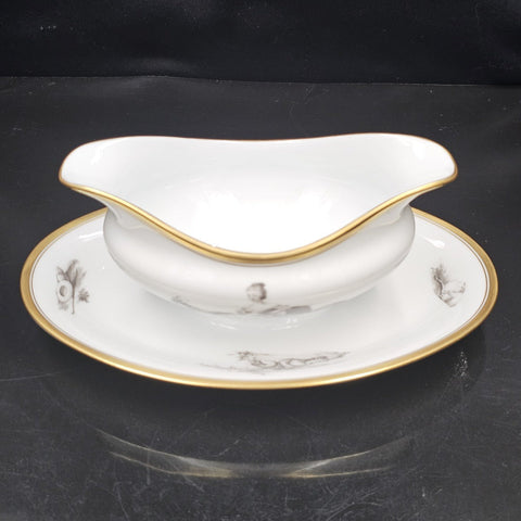Bernardaud, Sauceboat, Pastoral Collection in Grisaille Limoges