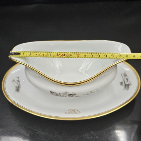 Bernardaud, Sauceboat, Pastoral Collection in Grisaille Limoges