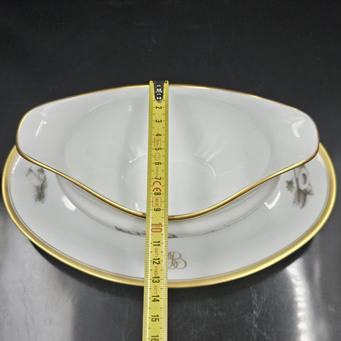 Bernardaud, Sauceboat, Pastoral Collection in Grisaille Limoges