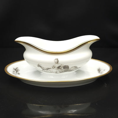 Bernardaud, Sauceboat, Pastoral Collection in Grisaille Limoges