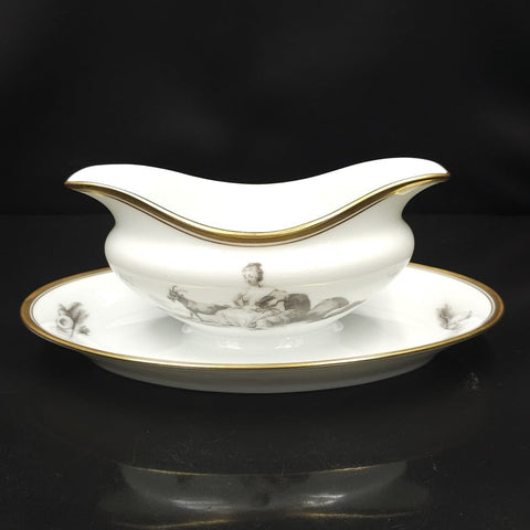 Bernardaud, Sauceboat, Pastoral Collection in Grisaille Limoges