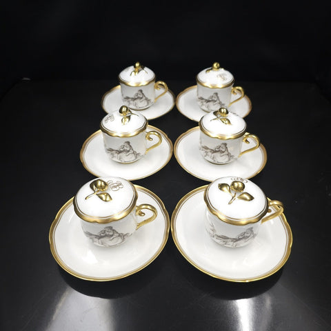 Bernardaud, Coffee Service, Collection, Pastorale in Grisaille. Limoges