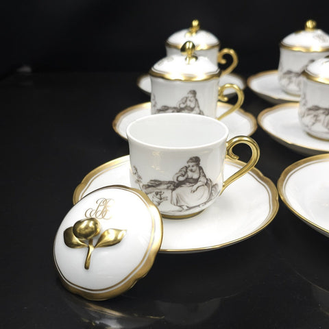 Bernardaud, Coffee Service, Collection, Pastorale in Grisaille. Limoges