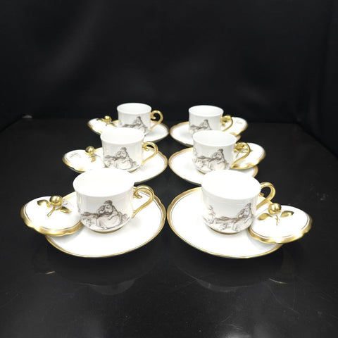 Bernardaud, Coffee Service, Collection, Pastorale in Grisaille. Limoges