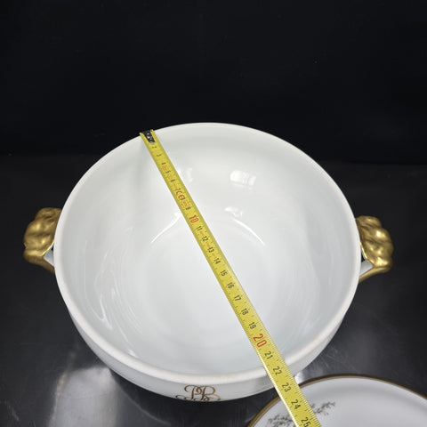Bernardaud, Soup Tureen, Pastoral Collection in Grisaille Limoges