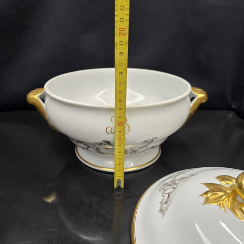 Bernardaud, Soup Tureen, Pastoral Collection in Grisaille Limoges