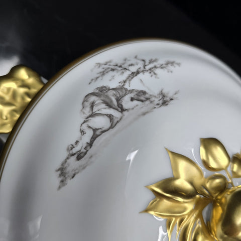 Bernardaud, Soup Tureen, Pastoral Collection in Grisaille Limoges