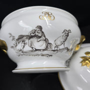 Bernardaud, Soup Tureen, Pastoral Collection in Grisaille Limoges