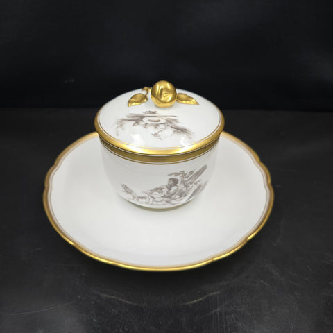 Bernardaud, Sugar Bowl, Pastoral Collection in Grisaille, Limoges