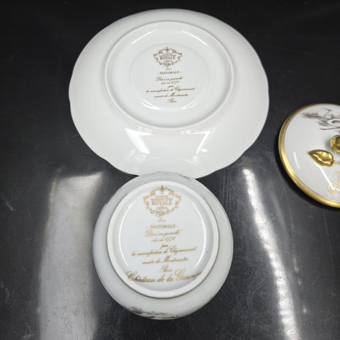 Bernardaud, Sugar Bowl, Pastoral Collection in Grisaille, Limoges