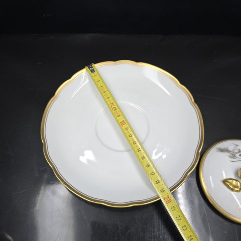 Bernardaud, Sugar Bowl, Pastoral Collection in Grisaille, Limoges