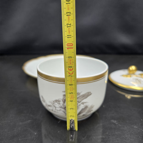 Bernardaud, Sugar Bowl, Pastoral Collection in Grisaille, Limoges