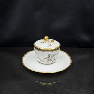 Bernardaud, Sugar Bowl, Pastoral Collection in Grisaille, Limoges