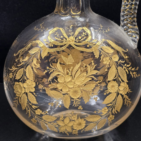Att. A Baccarat, Crystal Carafe Decorated With Flower and Butterfly