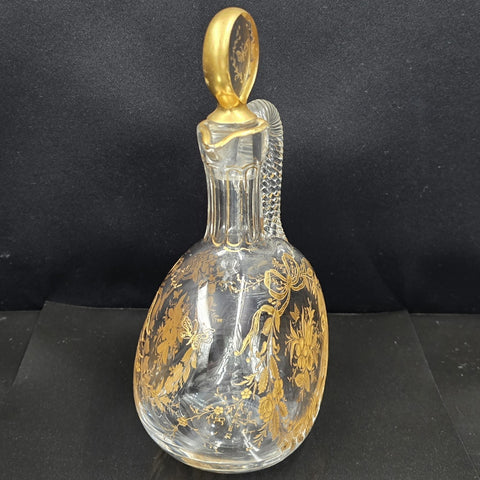 Att. A Baccarat, Crystal Carafe Decorated With Flower and Butterfly