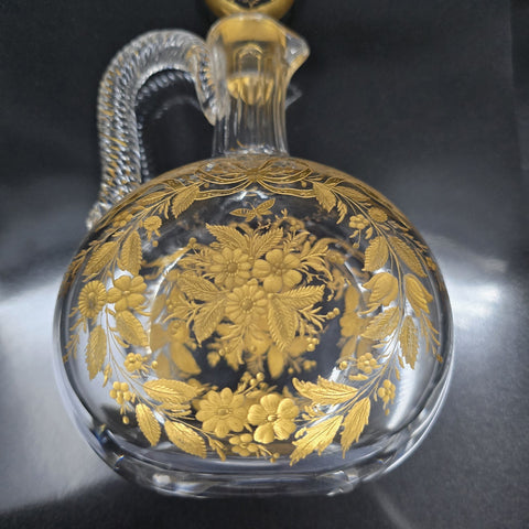 Att. A Baccarat, Crystal Carafe Decorated With Flower and Butterfly