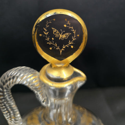 Att. A Baccarat, Crystal Carafe Decorated With Flower and Butterfly
