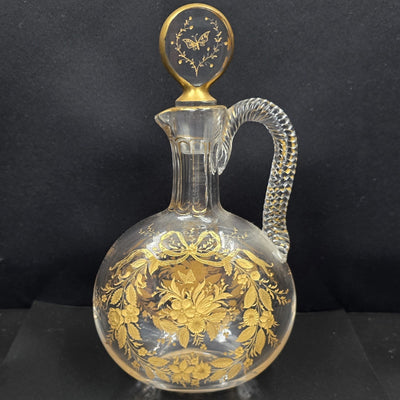 Att. A Baccarat, Crystal Carafe Decorated With Flower and Butterfly
