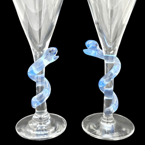 - ULRIKA HYDMAN VALLIEN - for KOSTA BODA Pair of snake-shaped footed cups