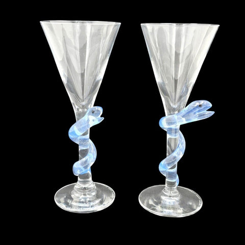 - ULRIKA HYDMAN VALLIEN - for KOSTA BODA Pair of snake-shaped footed cups