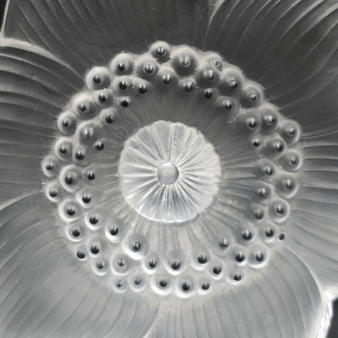 Lalique France Crystal Glass Paperweight Anemone Flower