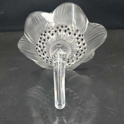 Lalique France Crystal Glass Paperweight Anemone Flower