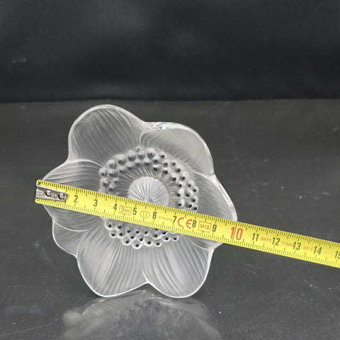 Lalique France Crystal Glass Paperweight Anemone Flower
