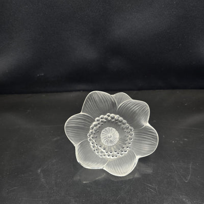 Lalique France Crystal Glass Paperweight Anemone Flower