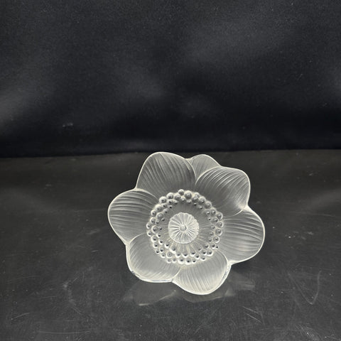 Lalique France Crystal Glass Paperweight Anemone Flower