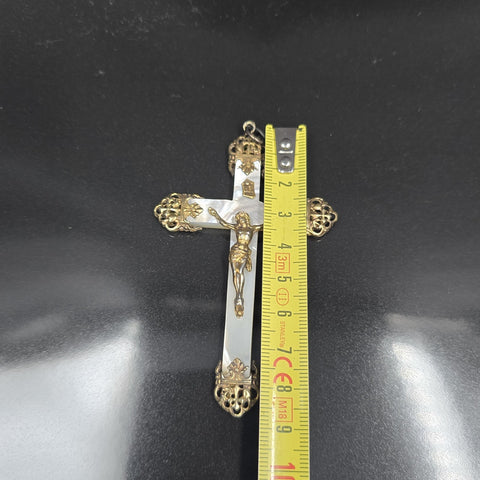 Mother of Pearl and Silver, Antique Cross Pendant